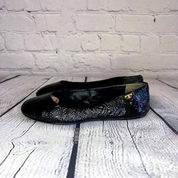 Tory Burch T travel classic black crinkle patent leather ballet flat, sz 6 - Picture 3 of 6